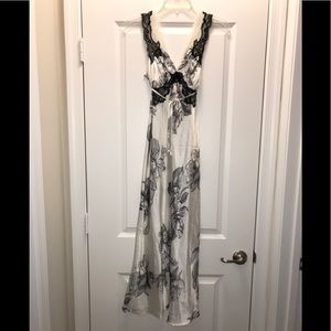 White and Black Floral Nightgown
